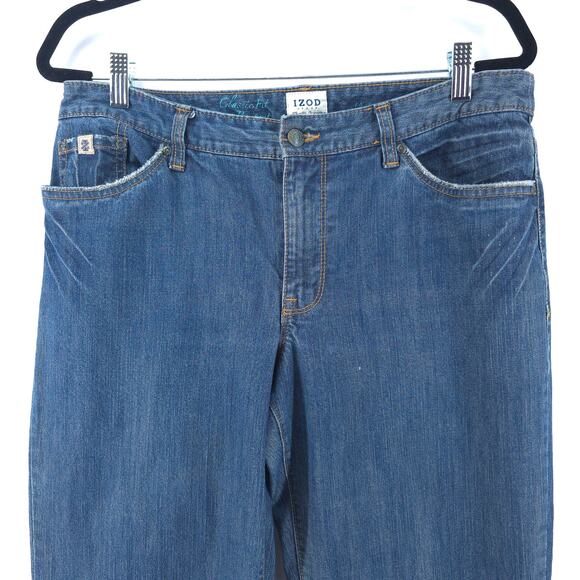 Izod Comfort Country Prep Ranch Classic Fit Bootcut Jeans Stretchy Dark Wash 12R - Picture 3 of 13